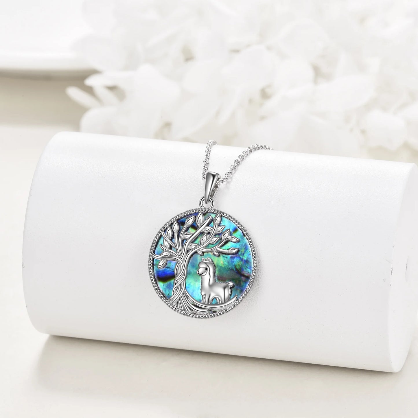 Valentines Gifts for Women Tree of Life Wolf Necklace Sterling Silver with Abalone Shell Animal Pendant Jewelry Valentines Day Gifts