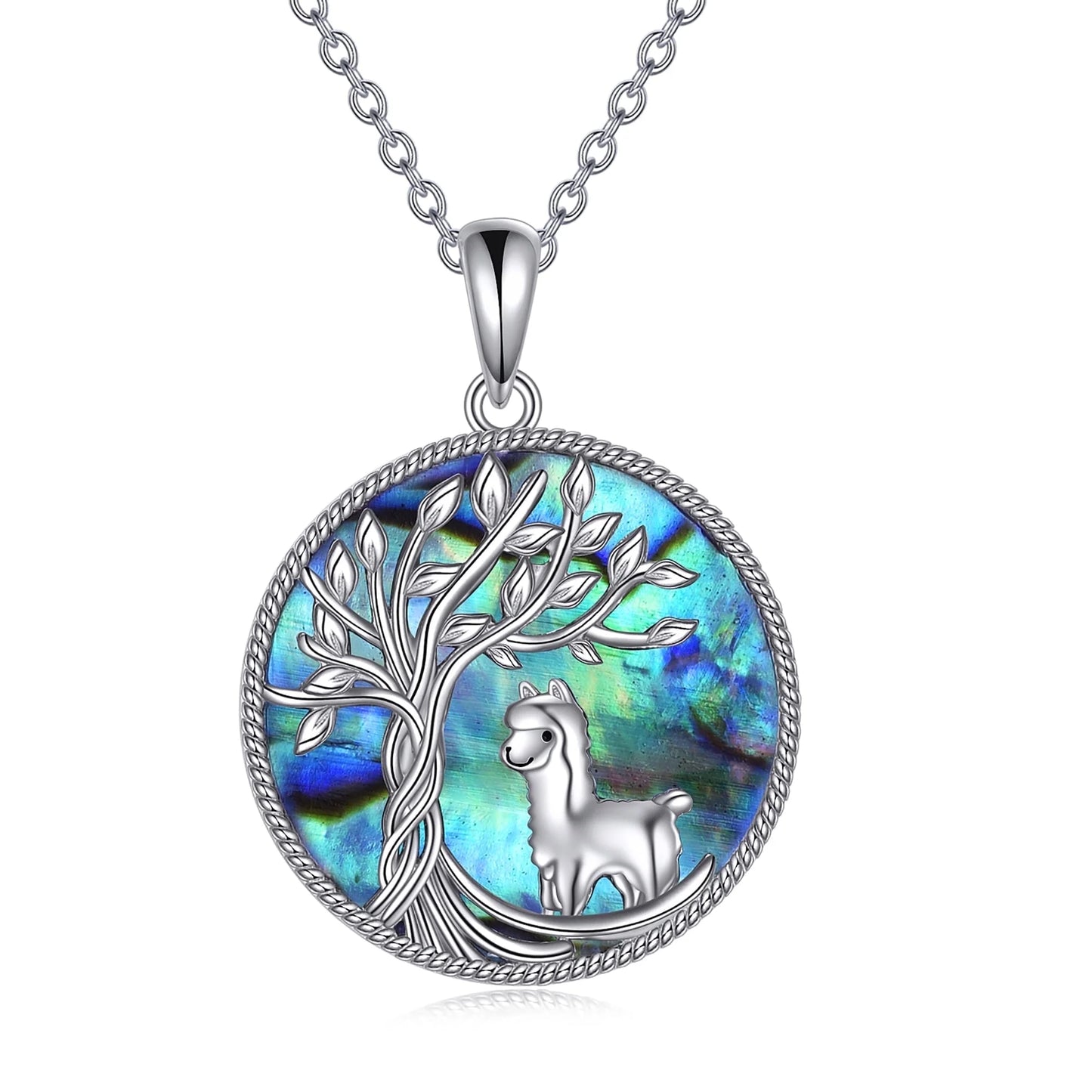 Valentines Gifts for Women Tree of Life Wolf Necklace Sterling Silver with Abalone Shell Animal Pendant Jewelry Valentines Day Gifts